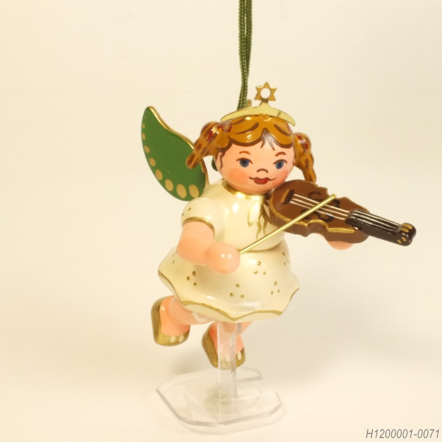 バイオリンの天使 - 木製ミニチュア飾り