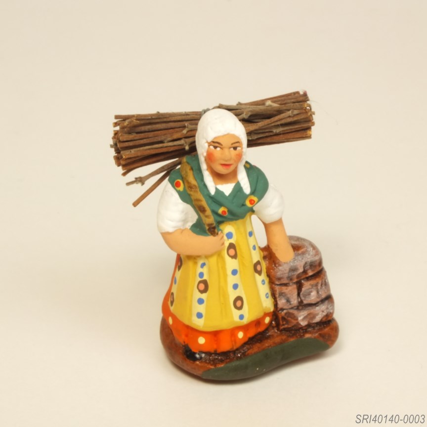 薪を背負う女 - サントン人形 4cm