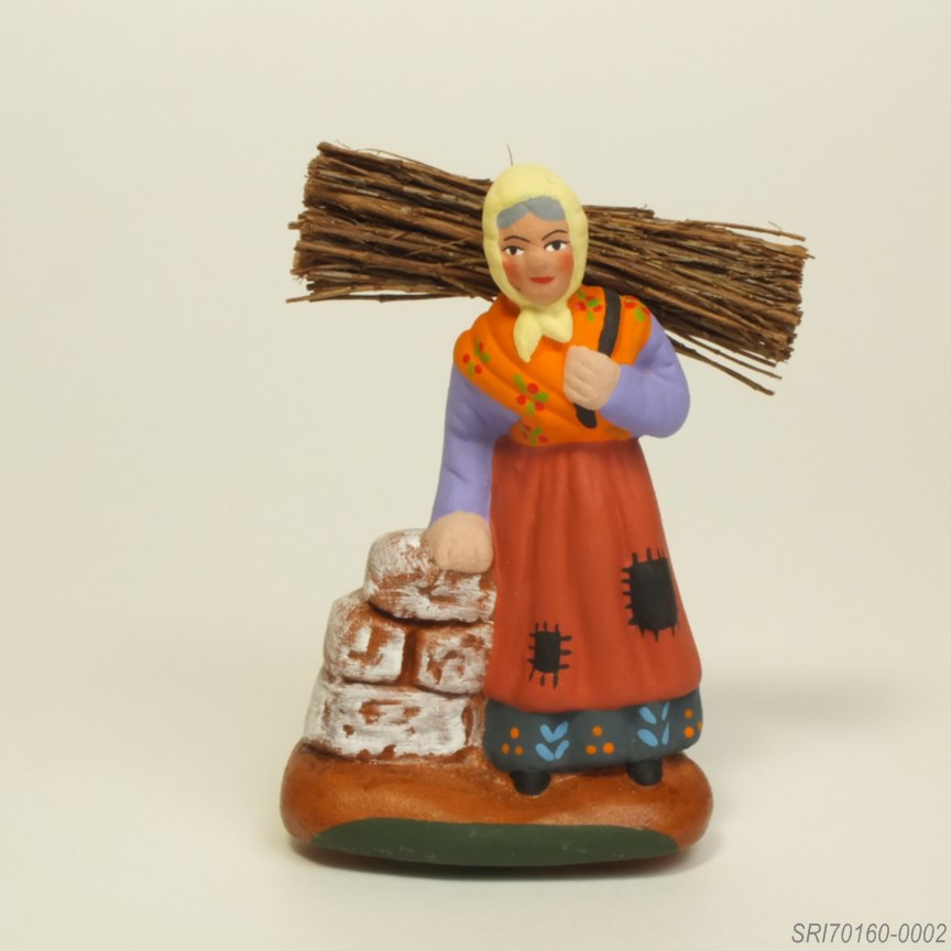 薪を背負う女 - サントン人形 7cm