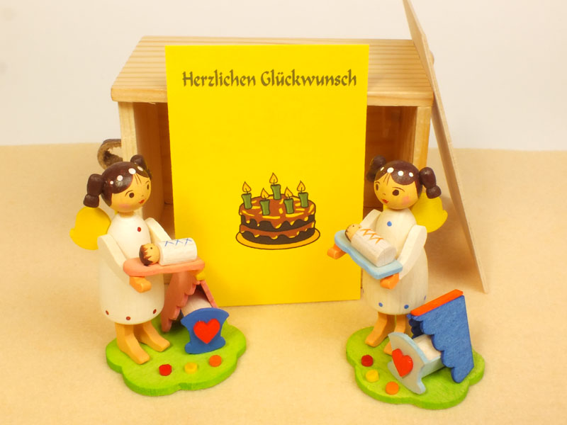 お祝い箱、赤ちゃん - ドイツ・エルツ地方の木製飾り