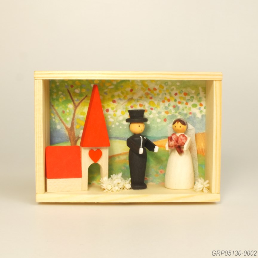 お祝い箱、新婚さん - エルツ地方の木製飾り