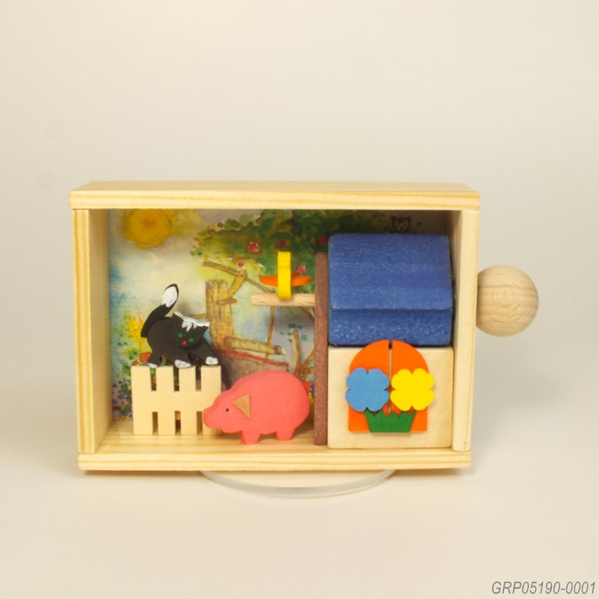 お祝い箱、鳥笛付き - エルツ地方の木製飾り
