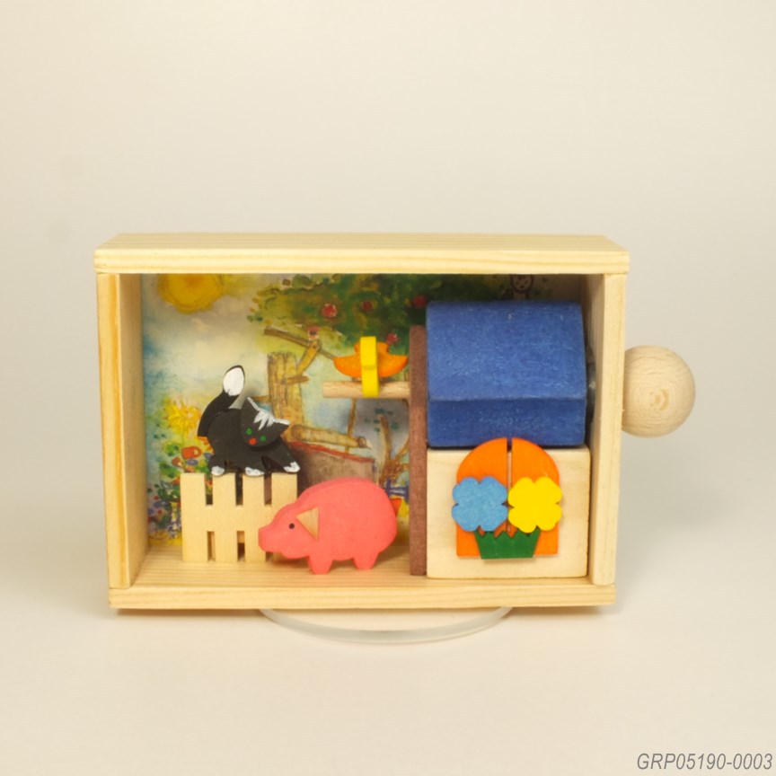 お祝い箱、鳥笛付き - エルツ地方の木製飾り