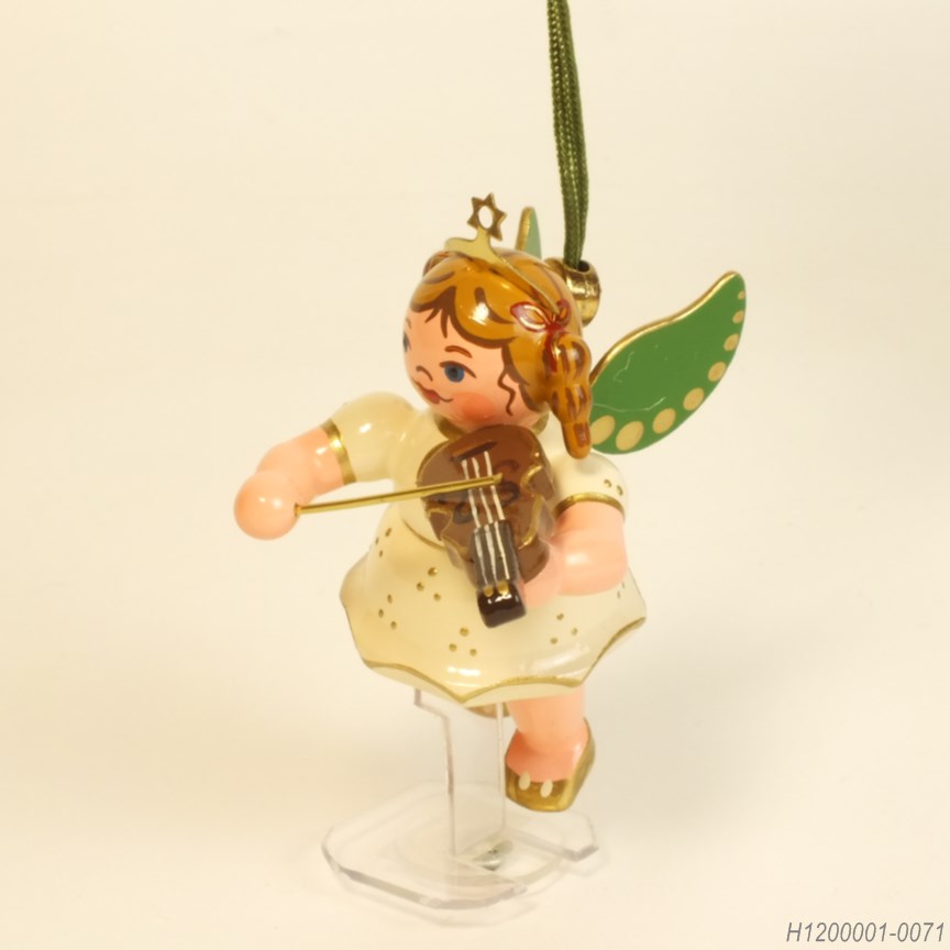 バイオリンの天使 - 木製ミニチュア飾り - ピコマカ