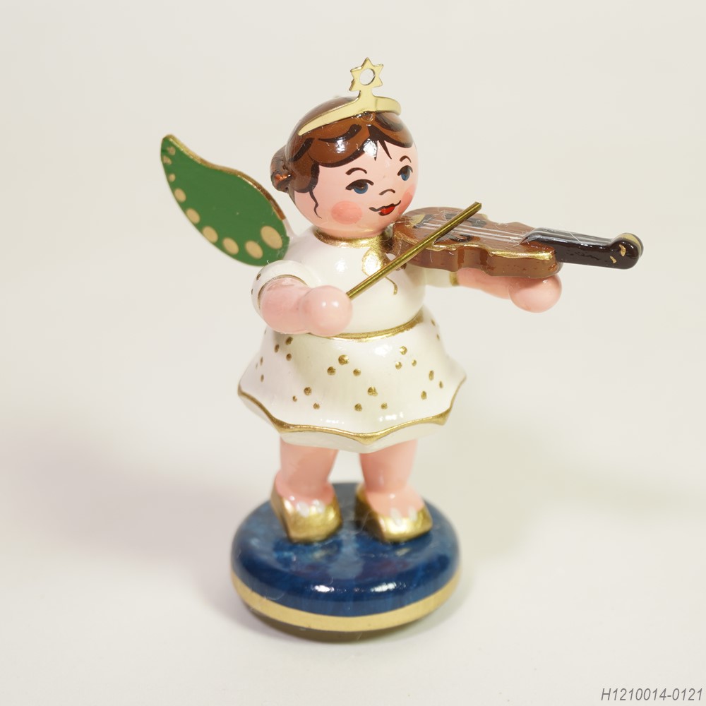 バイオリンの天使 - 木製ミニチュア飾り