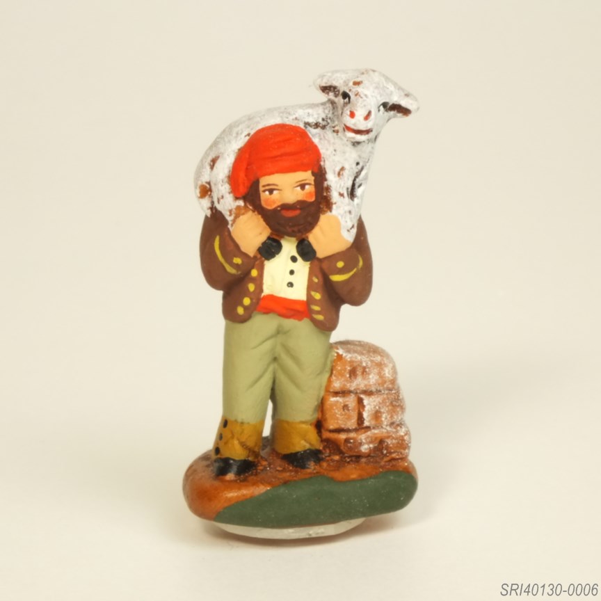 羊を背負う羊飼い - サントン人形 4cm