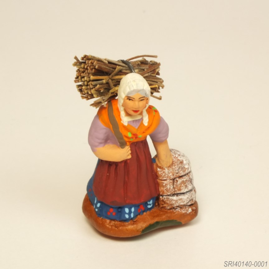 薪を背負う女 - サントン人形 4cm
