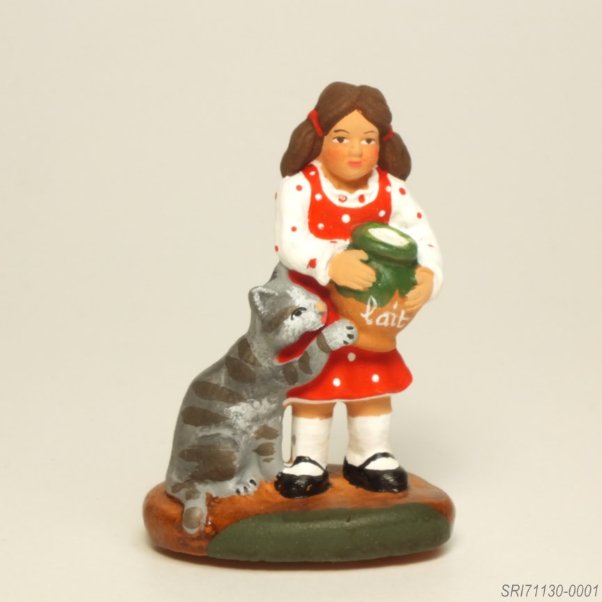 猫と少女 - サントン人形 7cm
