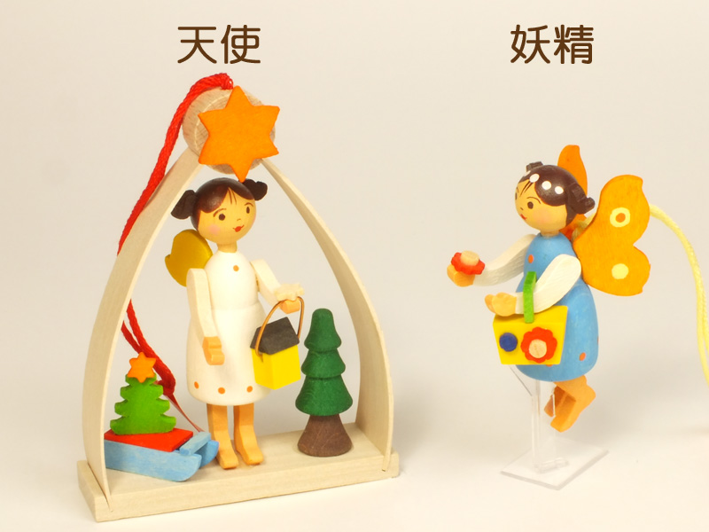 木製ミニチュア飾り - 天使と妖精 - ピコマカ picomaca