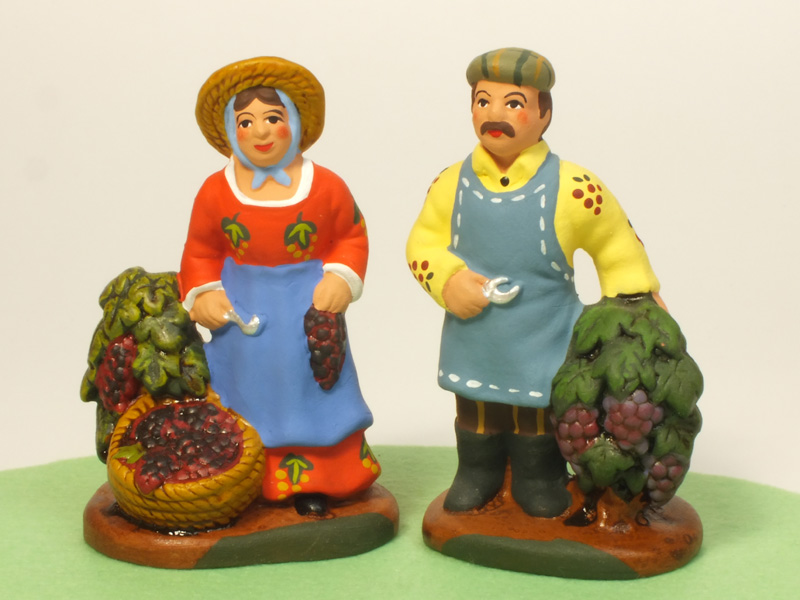 葡萄摘みの人々 - サントン人形 7cm