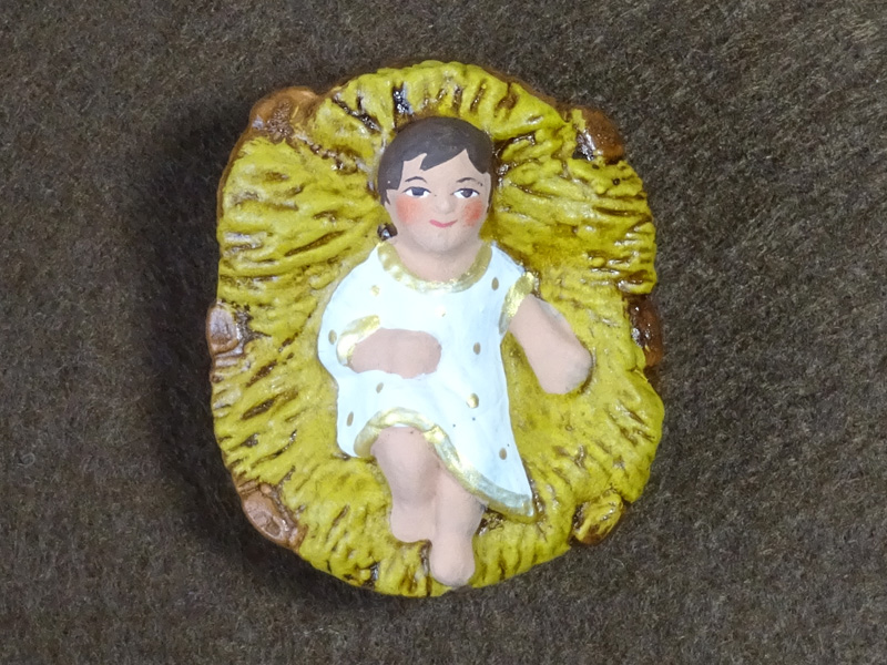 赤ちゃんのイエス、藁 - サントン人形 7cm