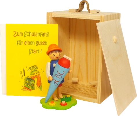 お祝い箱、男の子の入学, 木製, 箱入り, 木箱, 人形, ドイツ