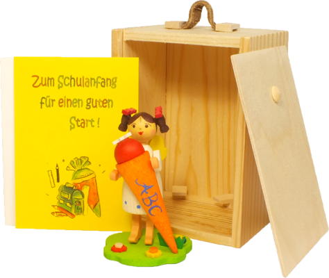 お祝い箱、女の子の入学, 木製, 箱入り, 木箱, 人形, ドイツ