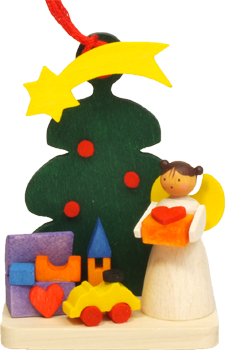 天使とツリー、おもちゃ, クリスマス, 木製, オーナメント, ドイツ