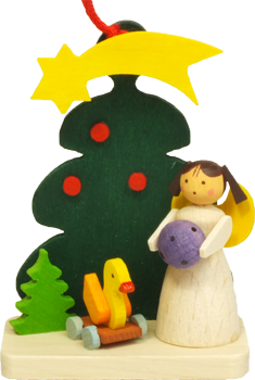 天使とツリー、アヒル, クリスマス, 木製, オーナメント, ドイツ