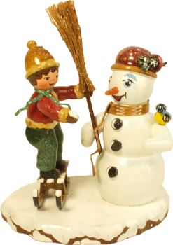 雪だるまと少年, ミニチュア, 人形, オーナメント, ドイツ