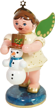雪だるまを持つ天使, ミニチュア, 人形, オーナメント, ドイツ