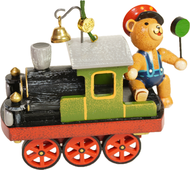 テディと機関車, クリスマス, 木製, オーナメント, ドイツ