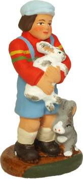 ウサギを抱く少年, フランス, クリスマス, 飾り, サントン, 人形